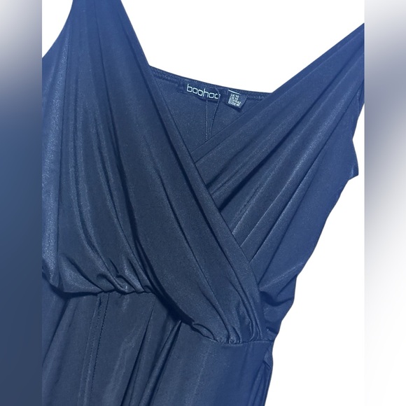 DISCO SLINKY WRAP DRAPE DRESS Black Jersey Feel Size 10 - Picture 8 of 16